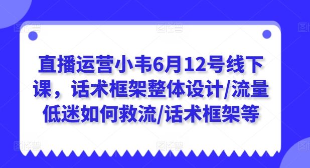 直播运营小韦6月12号线下课，话术框架整体设计/流量低迷如何救流/话术框架等-凌秋网创