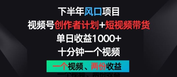 下半年风口项目，视频号创作者计划+视频带货，一个视频两份收益，十分钟一个视频【揭秘】-凌秋网创