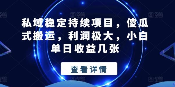 私域稳定持续项目，傻瓜式搬运，利润极大，小白单日收益几张【揭秘】-凌秋网创