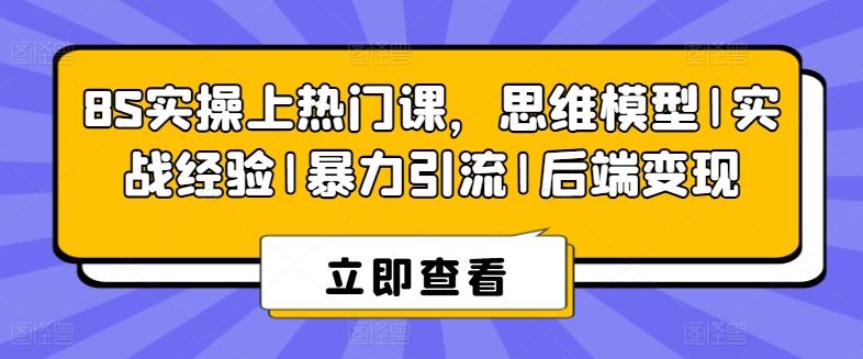 8S实操上热门课，思维模型|实战经验|暴力引流|后端变现-凌秋网创