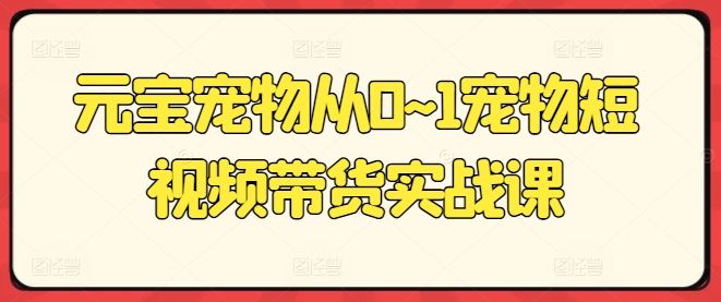 元宝宠物从0~1宠物短视频带货实战课-凌秋网创
