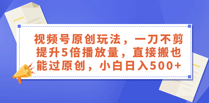 （8286期）视频号原创玩法，一刀不剪提升5倍播放量，直接搬也能过原创，小白日入500+-凌秋网创