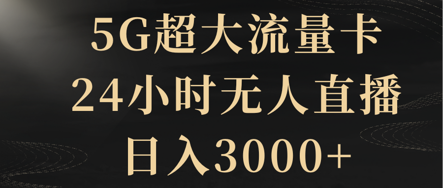 （8304期）5G超大流量卡，24小时无人直播，日入3000+-凌秋网创
