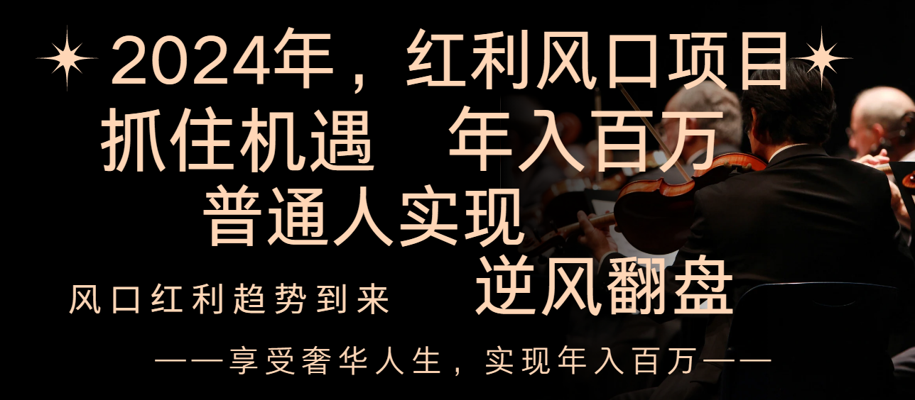 （8418期）2024红利风口项目来袭，享受第一波红利，逆风翻盘普通人也能实现，年入百万-凌秋网创