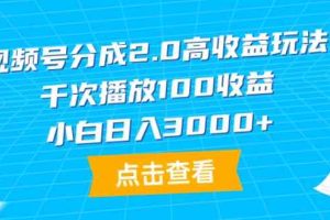 （9716期）视频号分成2.0高收益玩法，千次播放100收益，小白日入3000+-凌秋网创