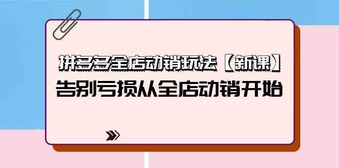 （9974期）拼多多全店动销玩法【新课】，告别亏损从全店动销开始（4节视频课）-凌秋网创