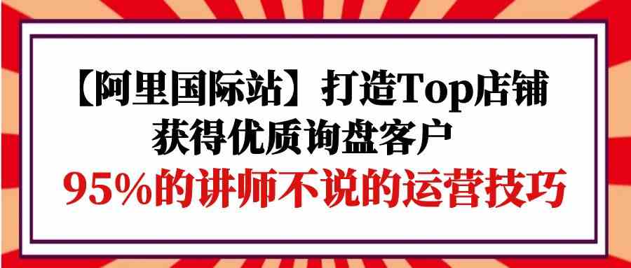 （9976期）【阿里国际站】打造Top店铺-获得优质询盘客户，95%的讲师不说的运营技巧-凌秋网创