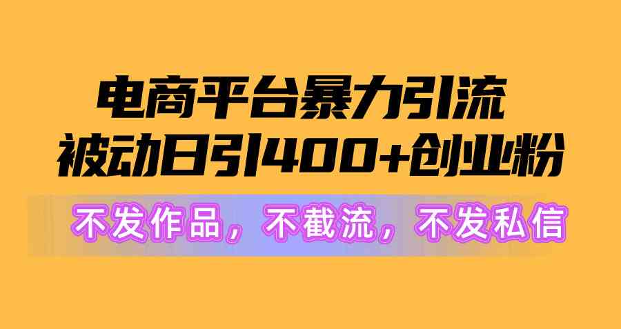 （10168期）电商平台暴力引流,被动日引400+创业粉不发作品，不截流，不发私信-凌秋网创