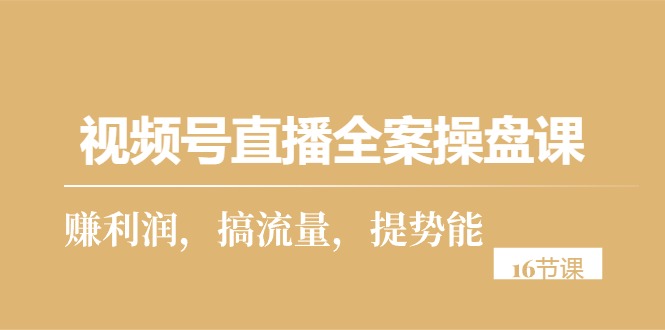 （10207期）视频号直播全案操盘课，赚利润，搞流量，提势能（16节课）-凌秋网创