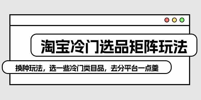 （10159期）淘宝冷门选品矩阵玩法：换种玩法，选一些冷门类目品，去分平台一点羹-凌秋网创