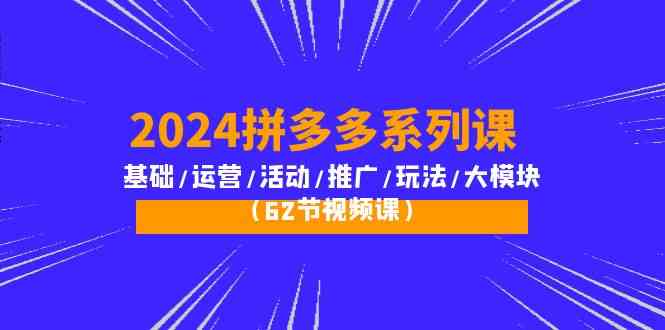 （10019期）2024拼多多系列课：基础/运营/活动/推广/玩法/大模块（62节视频课）-凌秋网创