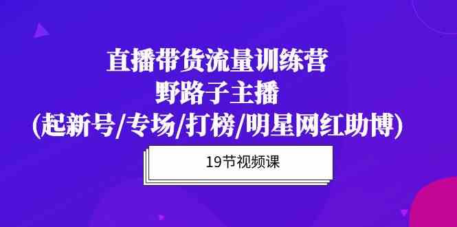 （10016期）直播带货流量特训营，野路子主播(起新号/专场/打榜/明星网红助博)19节课-凌秋网创