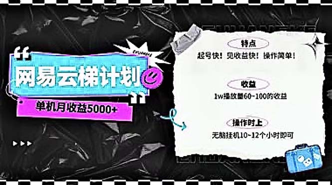 （10389期）2024网易云云梯计划 单机日300+ 无脑月入5000+-凌秋网创
