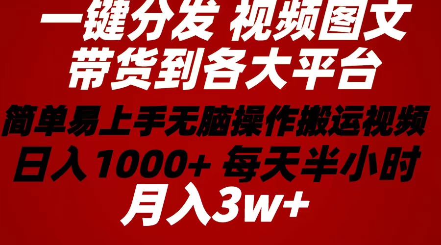（10667期）2024年 一键分发带货图文视频  简单易上手 无脑赚收益 每天半小时日入1…-凌秋网创