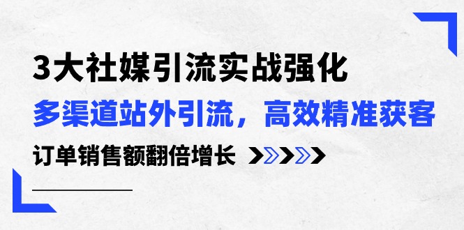 （10563期）3大社媒引流实操强化，多渠道站外引流/高效精准获客/订单销售额翻倍增长-凌秋网创
