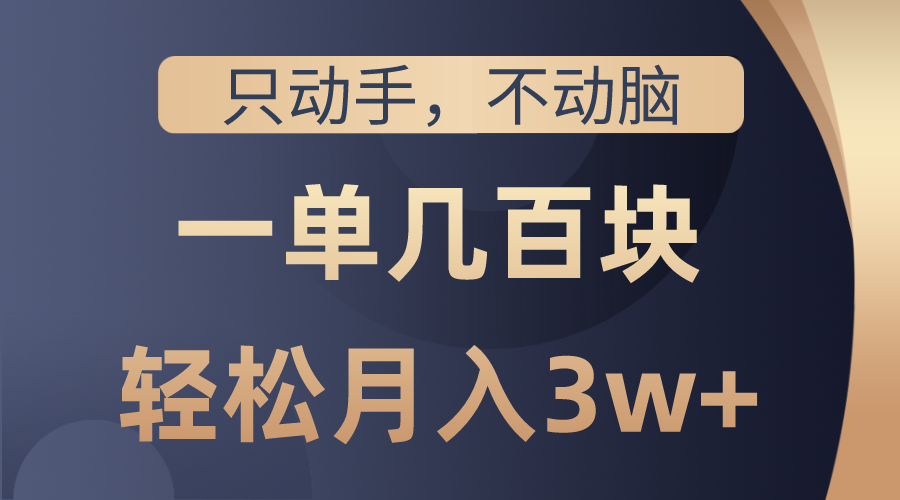 （10561期）只动手不动脑，一单几百块，轻松月入3w+，看完就能直接操作，详细教程-凌秋网创