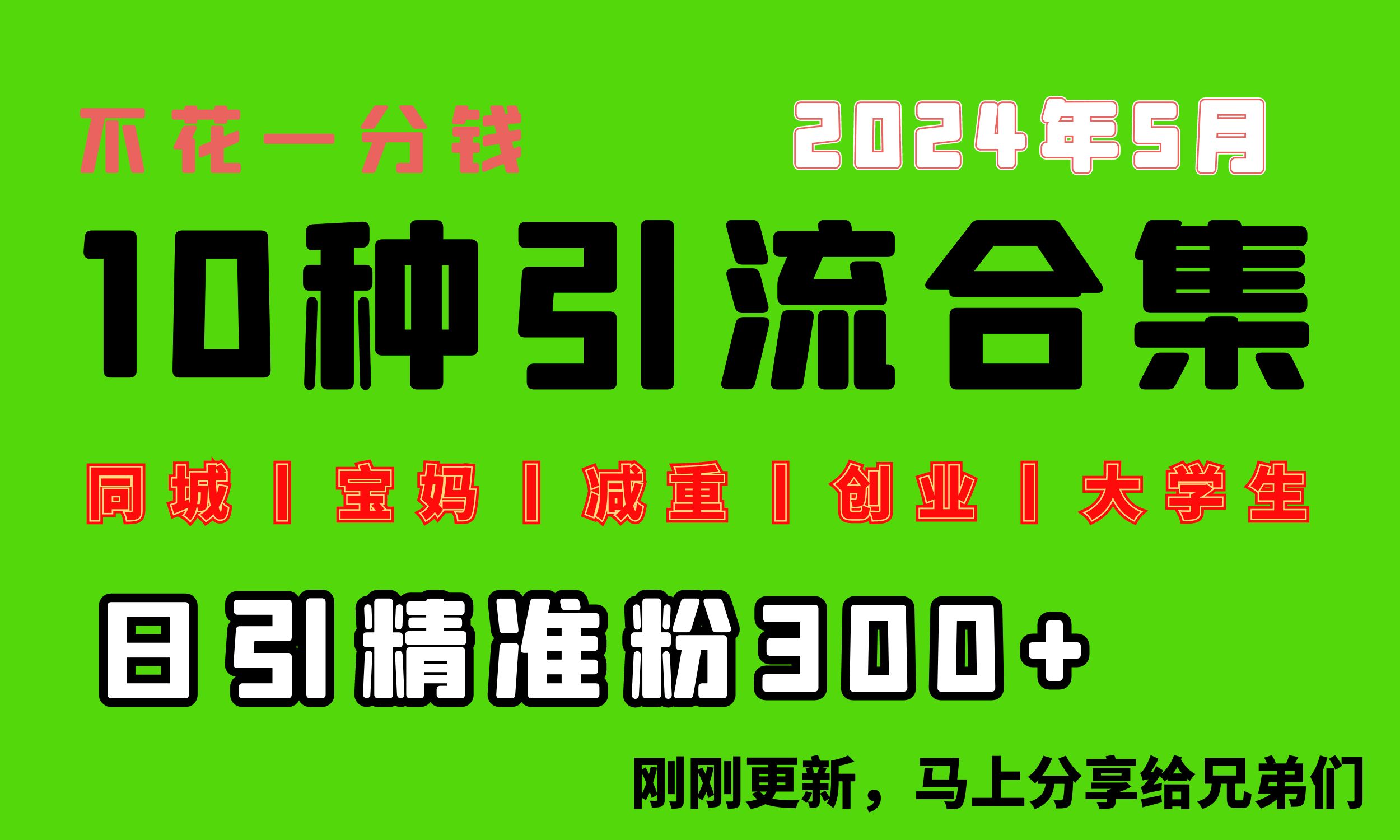 （10545期）0投入，每天搞300+“同城、宝妈、减重、创业、大学生”等10大流量！-凌秋网创