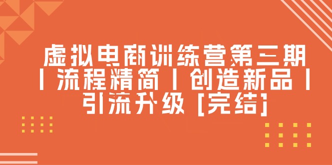 （10960期）虚拟电商训练营第三期丨流程精简丨创造新品丨引流升级 [完结]-凌秋网创