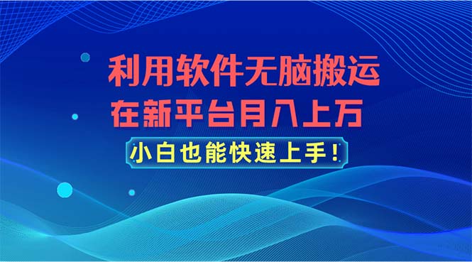 （11078期）利用软件无脑搬运，在新平台月入上万，小白也能快速上手-凌秋网创