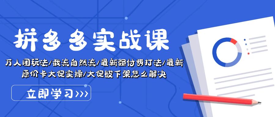 （10865期）拼多多·实战课：万人团玩法/截流自然流/最新强付费打法/最新原价卡大促..-凌秋网创