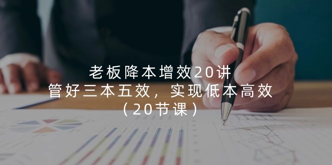 （11238期）老板 降本增效20讲，管好 三本五效，实现低本高效（20节课）-凌秋网创