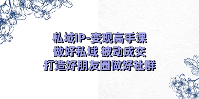 （11209期）私域IP-变现高手课：做好私域 被动成交，打造好朋友圈做好社群（18节）-凌秋网创