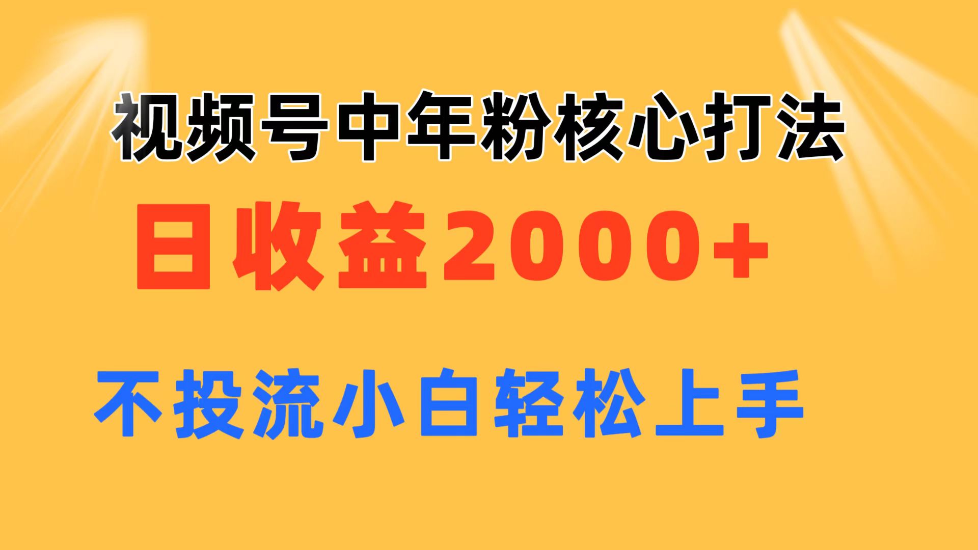 （11205期）视频号中年粉核心玩法 日收益2000+ 不投流小白轻松上手-凌秋网创
