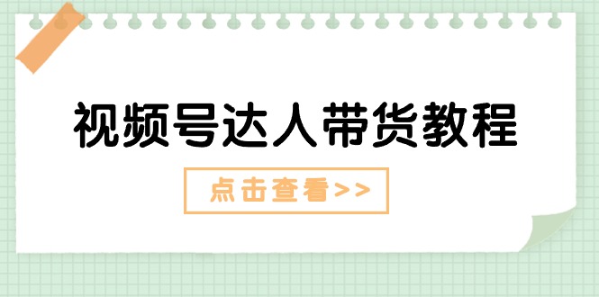 （11162期）视频号达人带货教程：达人剧情打法（长期）+达人带货广告（短期）-凌秋网创