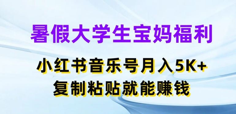 暑假大学生宝妈福利，小红书音乐号月入5000+，复制粘贴就能赚钱【揭秘】-凌秋网创