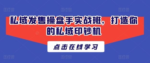 私域发售操盘手实战班，打造你的私域印钞机-凌秋网创