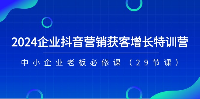 （11349期）2024企业抖音-营销获客增长特训营，中小企业老板必修课（29节课）-凌秋网创