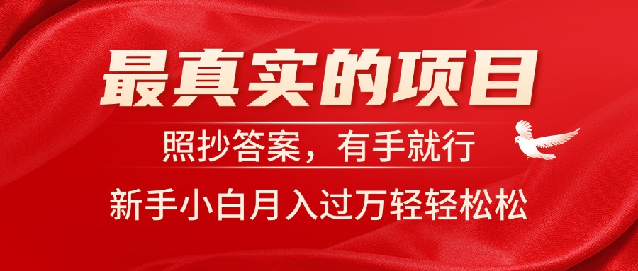 （11362期）最真实的项目，照抄答案，有手就行，新手小白月入过万轻轻松松-凌秋网创