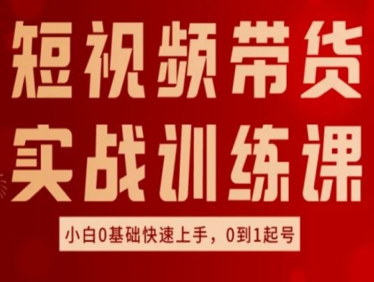 短视频带货实战训练课，好物分享实操，小白0基础快速上手，0到1起号-凌秋网创