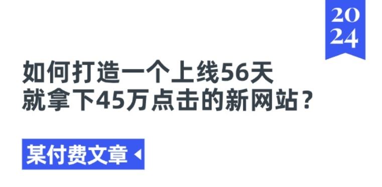 某付费文章《如何打造一个上线56天就拿下45万点击的新网站?》-凌秋网创