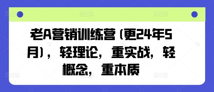 老A营销训练营(更24年6月)，轻理论，重实战，轻概念，重本质-凌秋网创