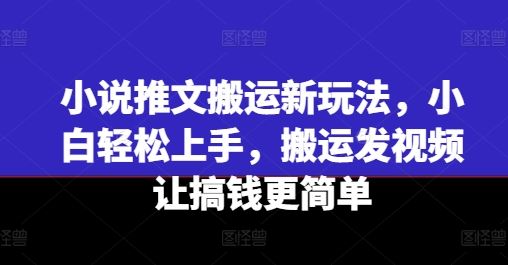 小说推文搬运新玩法，小白轻松上手，搬运发视频让搞钱更简单-凌秋网创