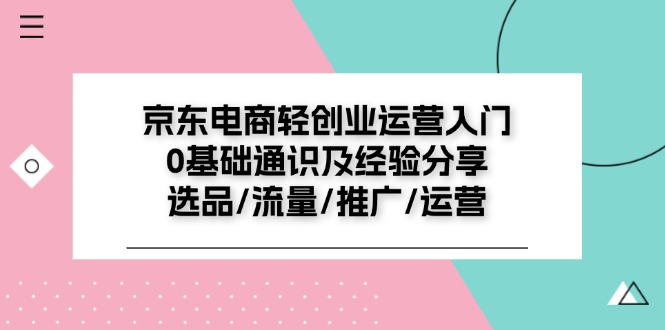 （11569期）京东电商-轻创业运营入门0基础通识及经验分享：选品/流量/推广/运营-凌秋网创