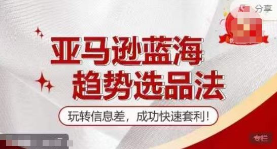 【训练营】亚马逊蓝海趋势选品法，玩转信息差，成功快速套利-凌秋网创