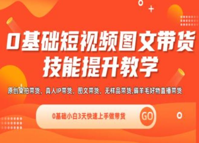 0基础短视频图文带货实操技能提升教学(直播课+视频课),0基础小白3天快速上手做带货-凌秋网创