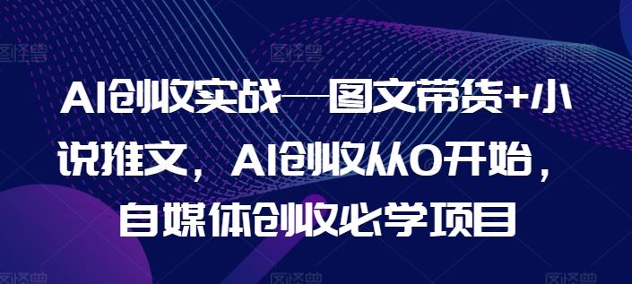 AI创收实战—图文带货+小说推文，AI创收从0开始，自媒体创收必学项目-凌秋网创