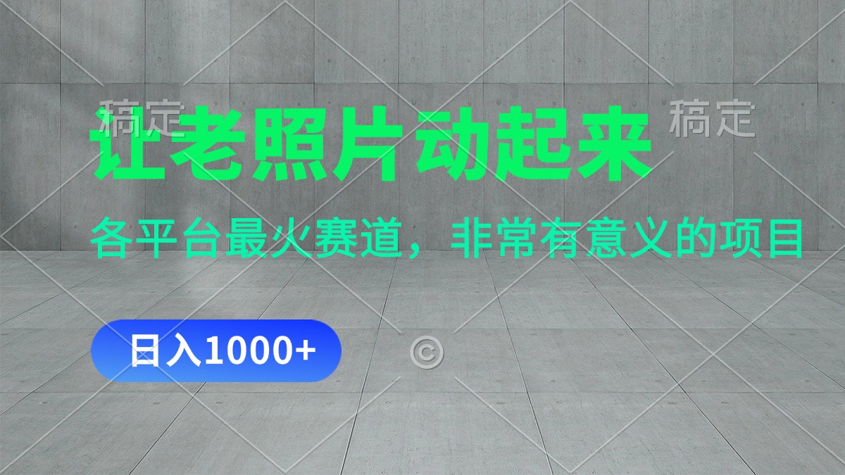 （11671期）让老照片动起来，一天变现1000+，各平台最火赛道，看完就会-凌秋网创
