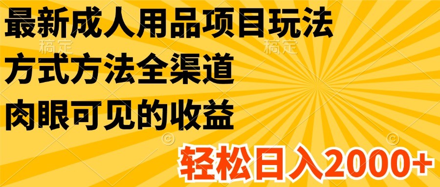 最新成人用品项目玩法，方式方法全渠道，肉眼可见的收益，轻松日入2000+-凌秋网创