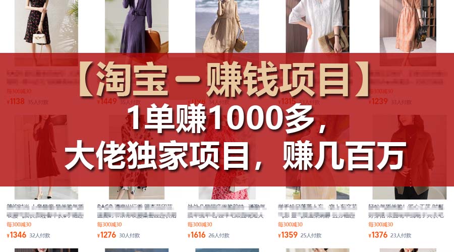 （11685期）【淘宝赚钱项目】1单可赚1000多，大佬独家项目，年赚几百万-凌秋网创