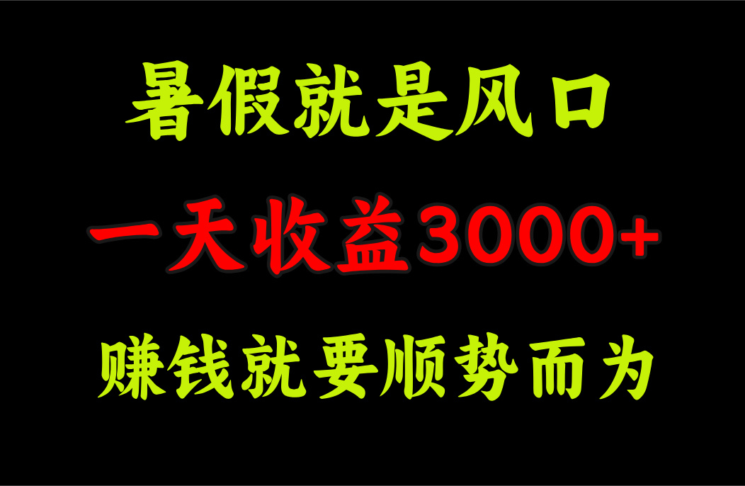 （11670期）一天收益3000+ 赚钱就是顺势而为，暑假就是风口-凌秋网创