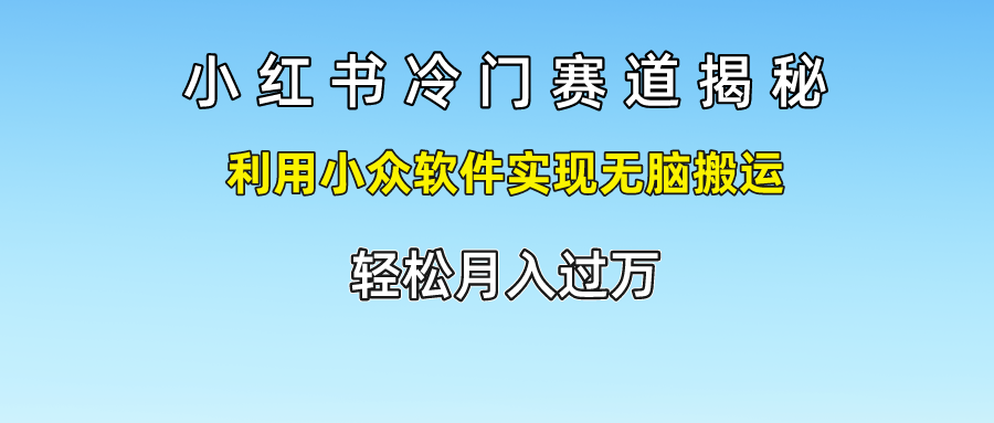 小红书冷门赛道揭秘,利用小众软件实现无脑搬运，轻松月入过万-凌秋网创