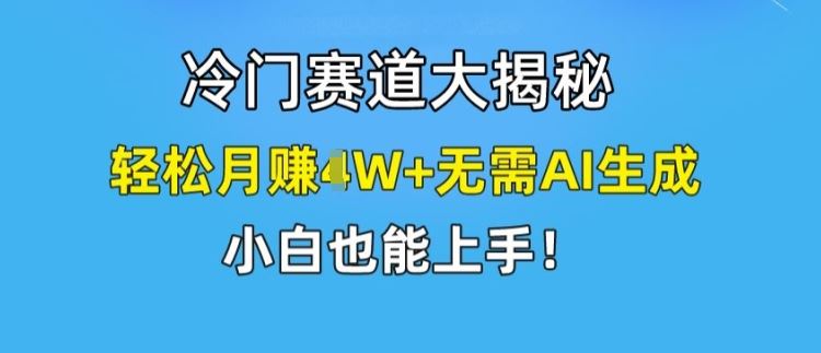 冷门赛道大揭秘，轻松月赚1W+无需AI生成，小白也能上手【揭秘】-凌秋网创
