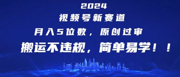 2024视频号新赛道，月入5位数+，原创过审，搬运不违规，简单易学【揭秘】-凌秋网创