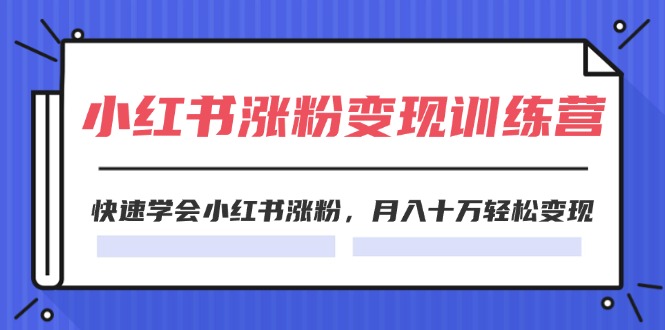 2024小红书19天涨粉变现特训营，快速学会小红书涨粉，月入十万轻松变现（42节）-凌秋网创
