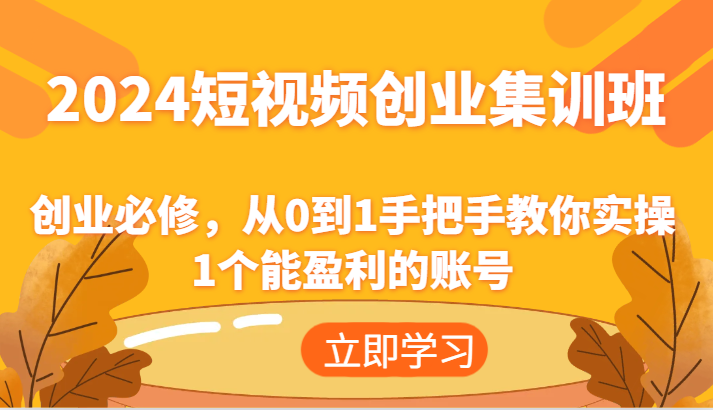 2024短视频创业集训班：创业必修，从0到1手把手教你实操1个能盈利的账号-凌秋网创