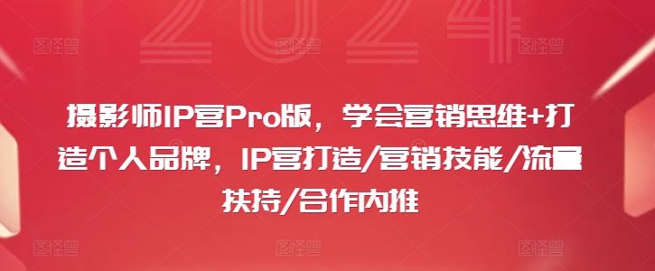 摄影师IP营Pro版，学会营销思维+打造个人品牌，IP营打造/营销技能/流量扶持/合作内推-凌秋网创